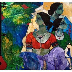 Abrar Ahmed, 36 x 36 Inch, Oil on Canvas, Figurative Painting, AC-AA-588
